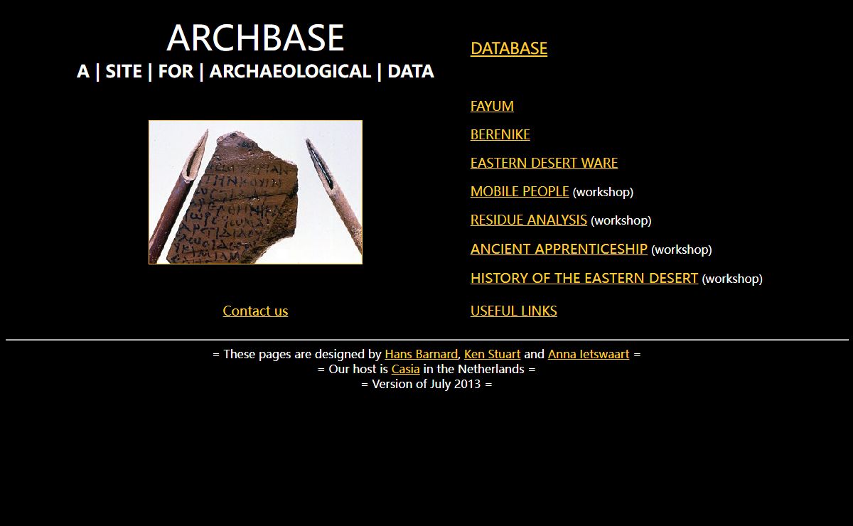 ARCHBASE: A Site for Archaeological Data