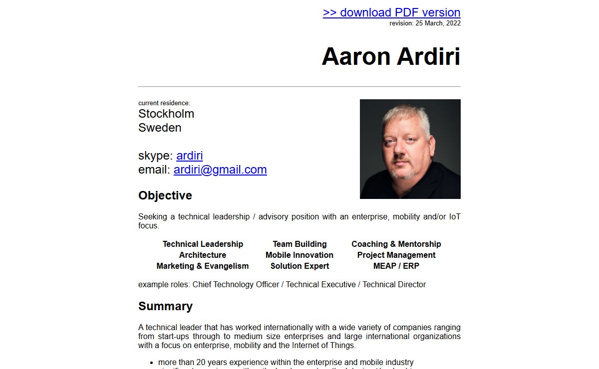 Aaron Ardiri: Professional Overview