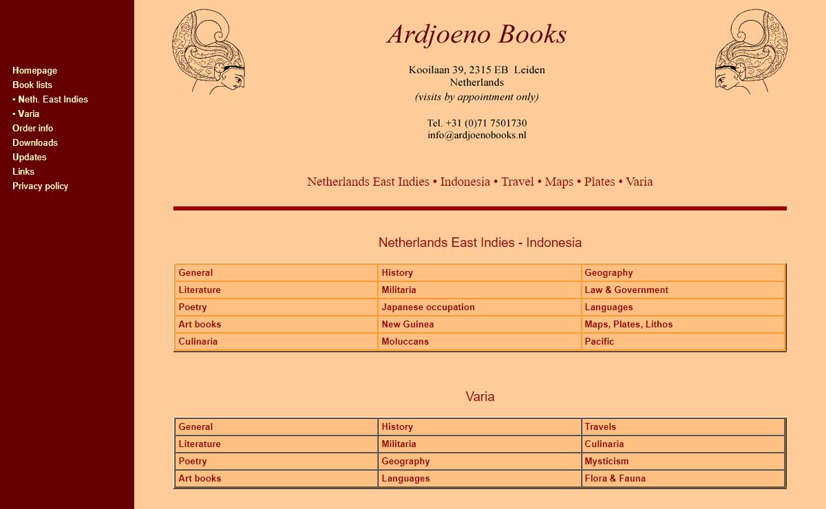 Ardjoeno Books - rare books, out-of-print books, used books