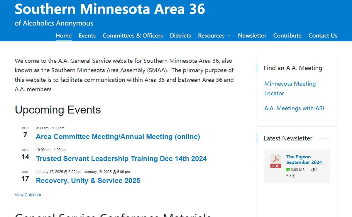 Southern Minnesota Area 36 – of Alcoholics Anonymous