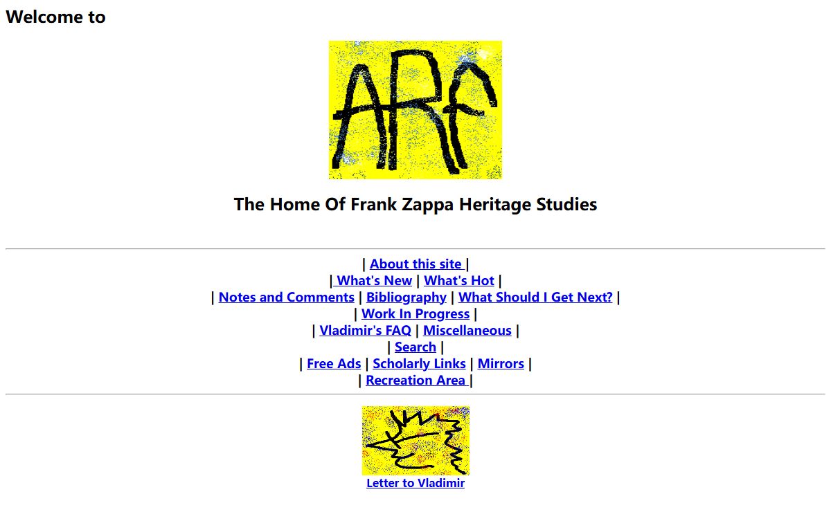 ARF: Frank Zappa Scholars Web Page