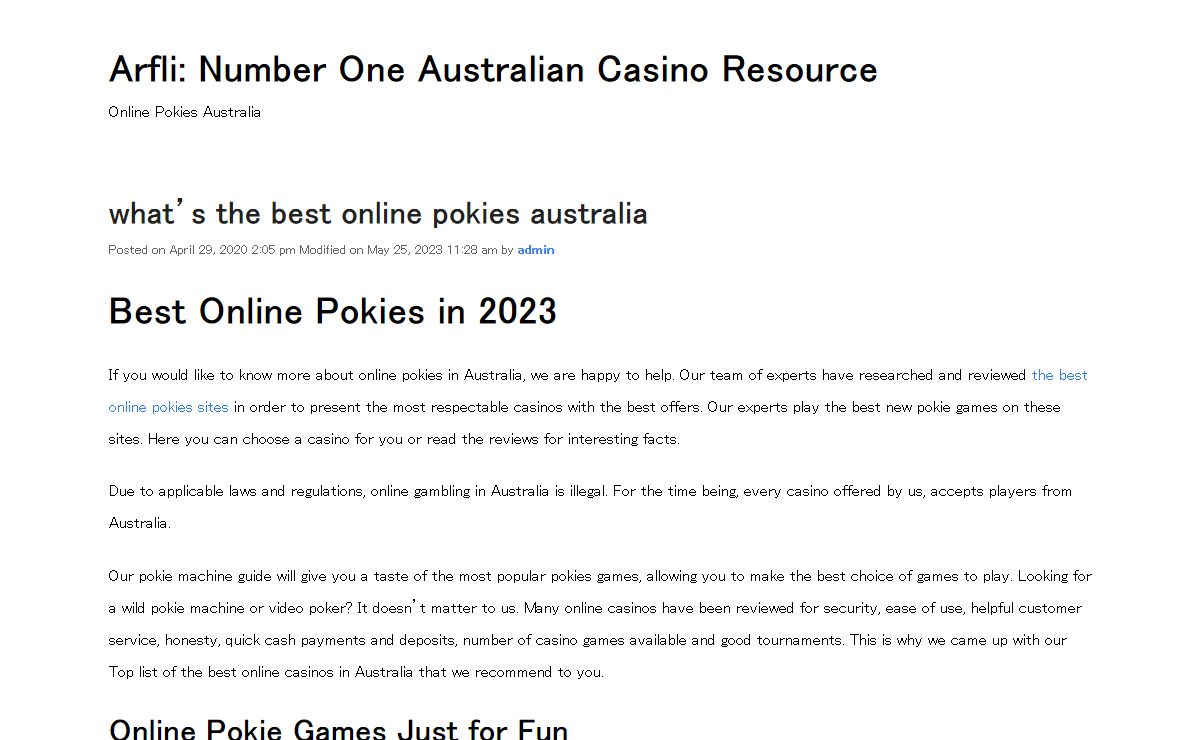 Arfli: Number One Australian Casino Resource – Online Pokies Australia