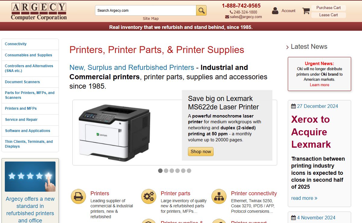 New Refurbished Industrial, Commercial Printers & Parts | Argecy