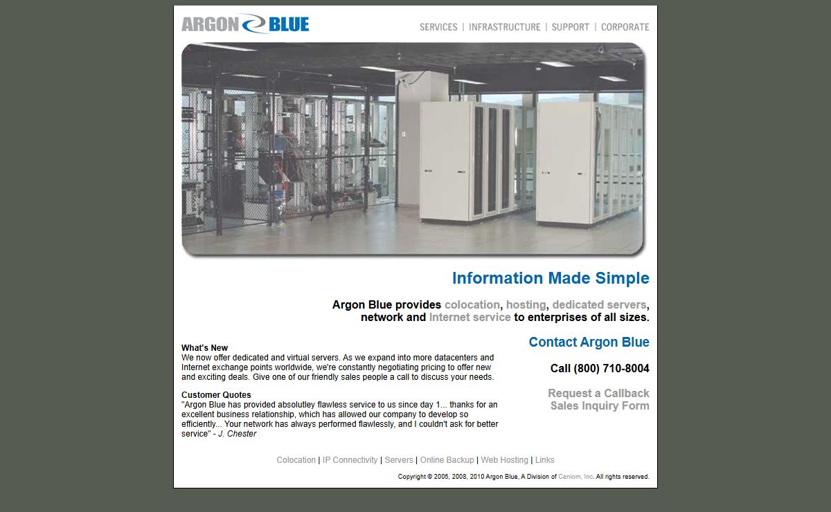 Argon Blue -- Your leading source for premier colocation, web hosting and Internet services!
