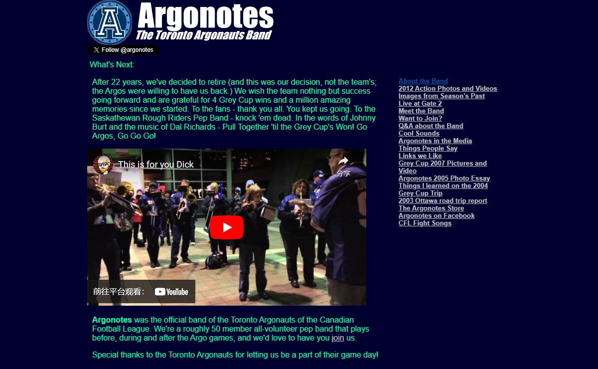 Argonotes - the Toronto Argonauts Band - Possibly the world's greatest pep band