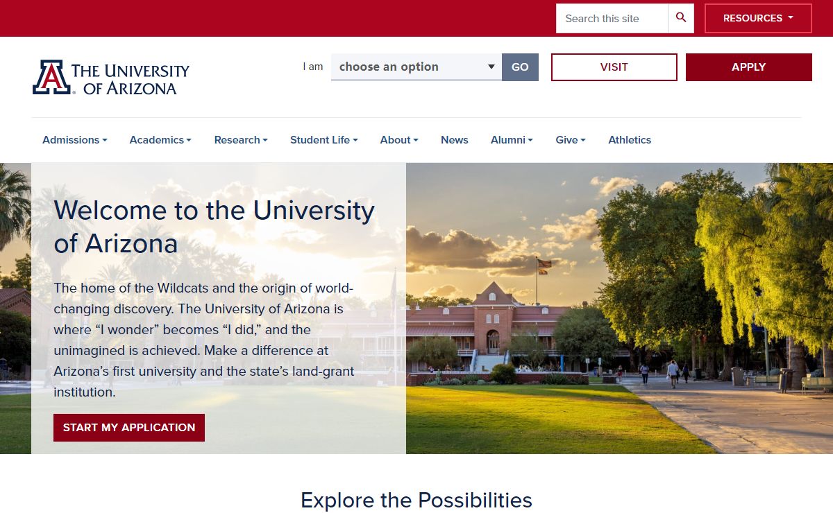 University of Arizona in Tucson, AZ