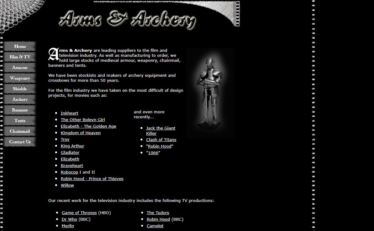 Arms & Archery - Medieval Armour Suits / Medieval Weaponry / Crossbows / Chainmail