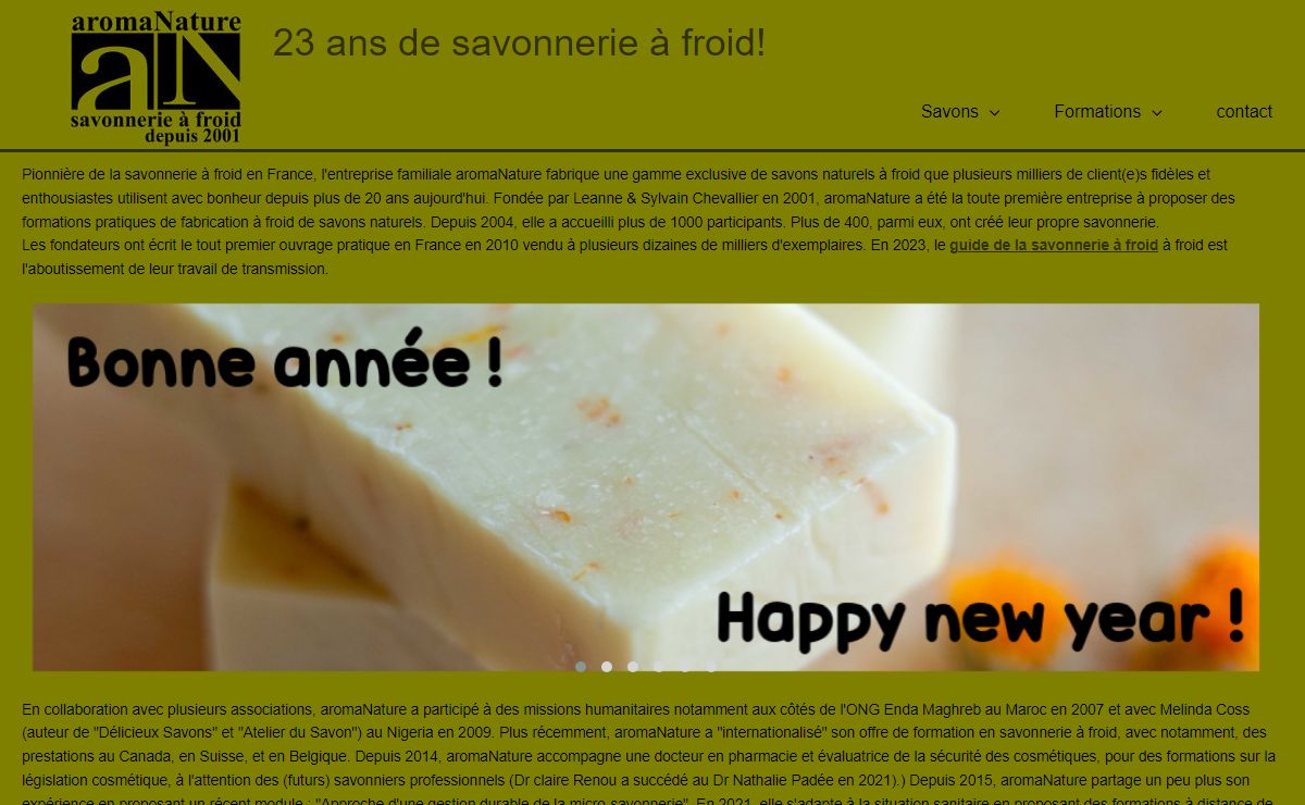 aromaNature fabrique des savons à froid depuis 2001, et des formations de savonnerie à froid