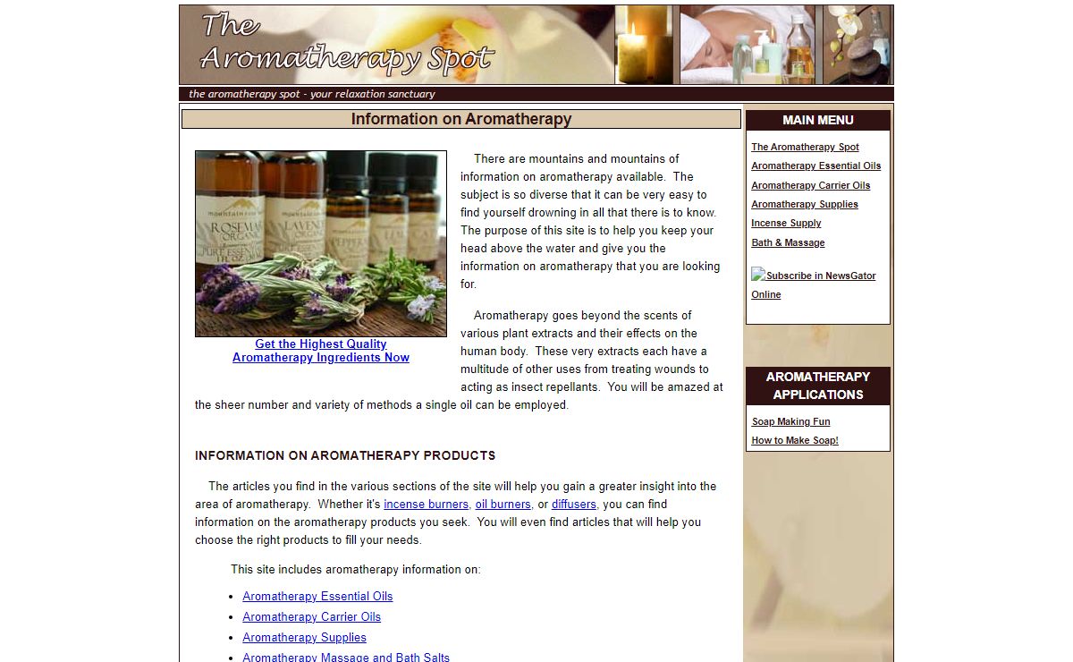 Aromatherapy Spot - Information on Aromatherapy and Aromatherapy Products