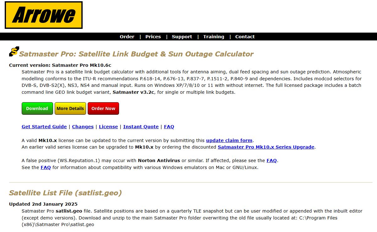 Satmaster Satellite Link Budget Software And Sun Outage Prediction
