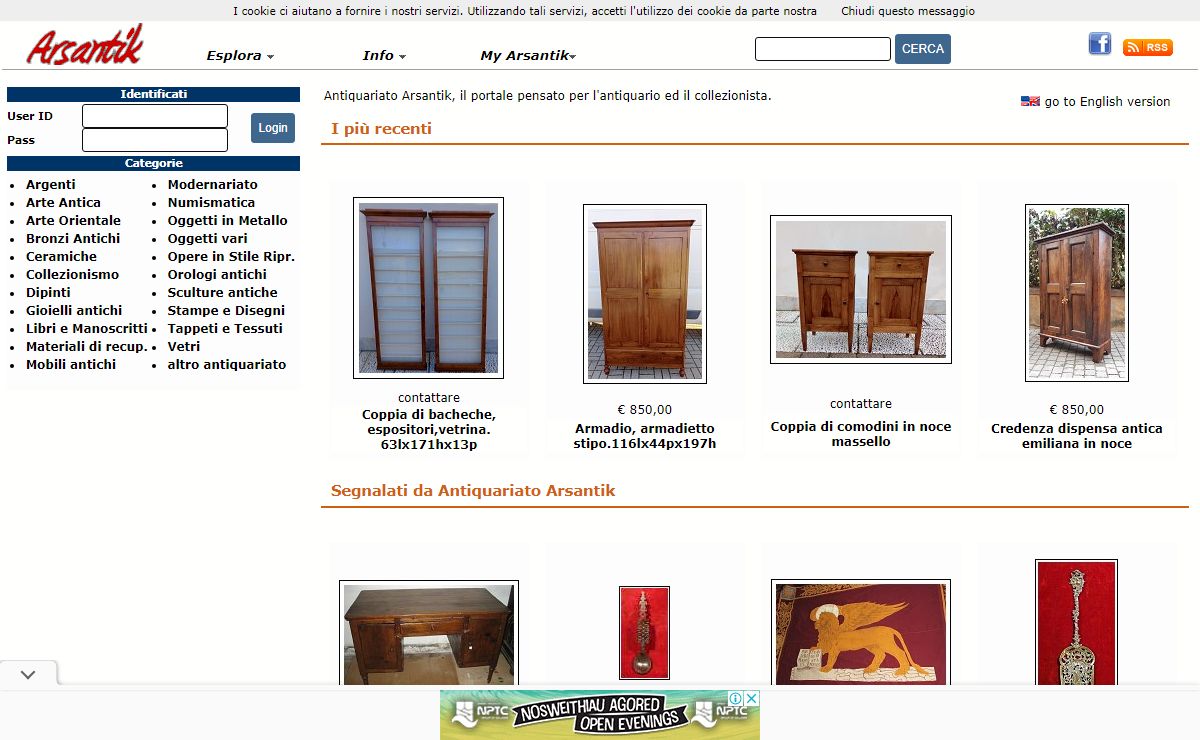 Antiquariato Arsantik. Mobili antichi e arte on line