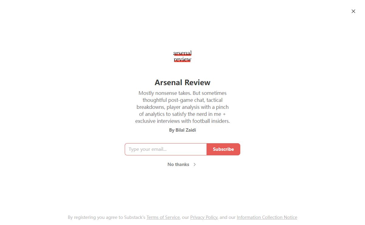 Arsenal Review | Bilal Zaidi | Substack
