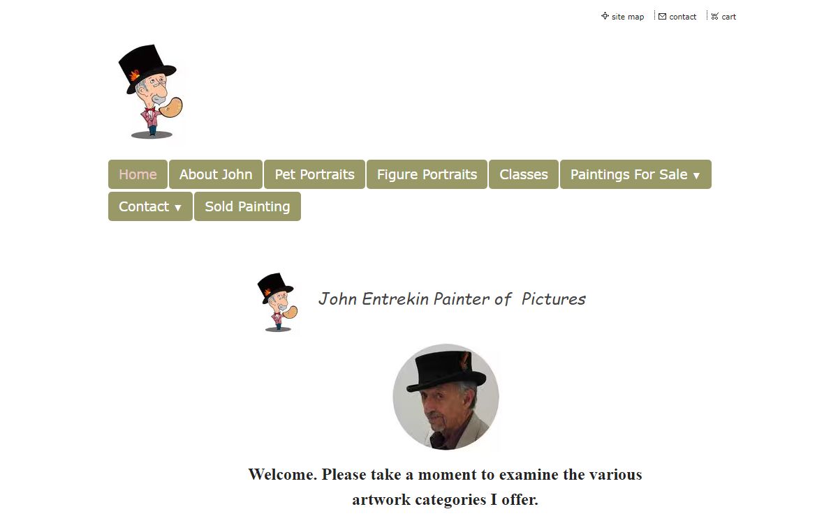 Portraits, Paintings,Prints and art instruction by the artist John Earl Entrekin - Home Page of Art by John Entrekin