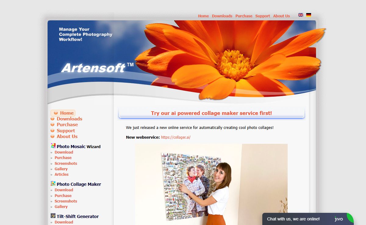 Photomosaic, photo collage, photo editing and other software by Artensoft