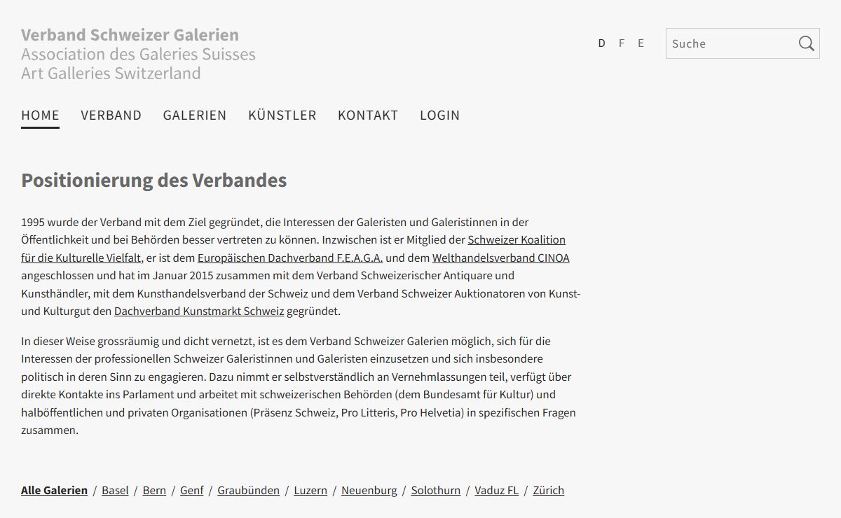 Verband Schweizer Galerien | Verband Schweizer Galerien