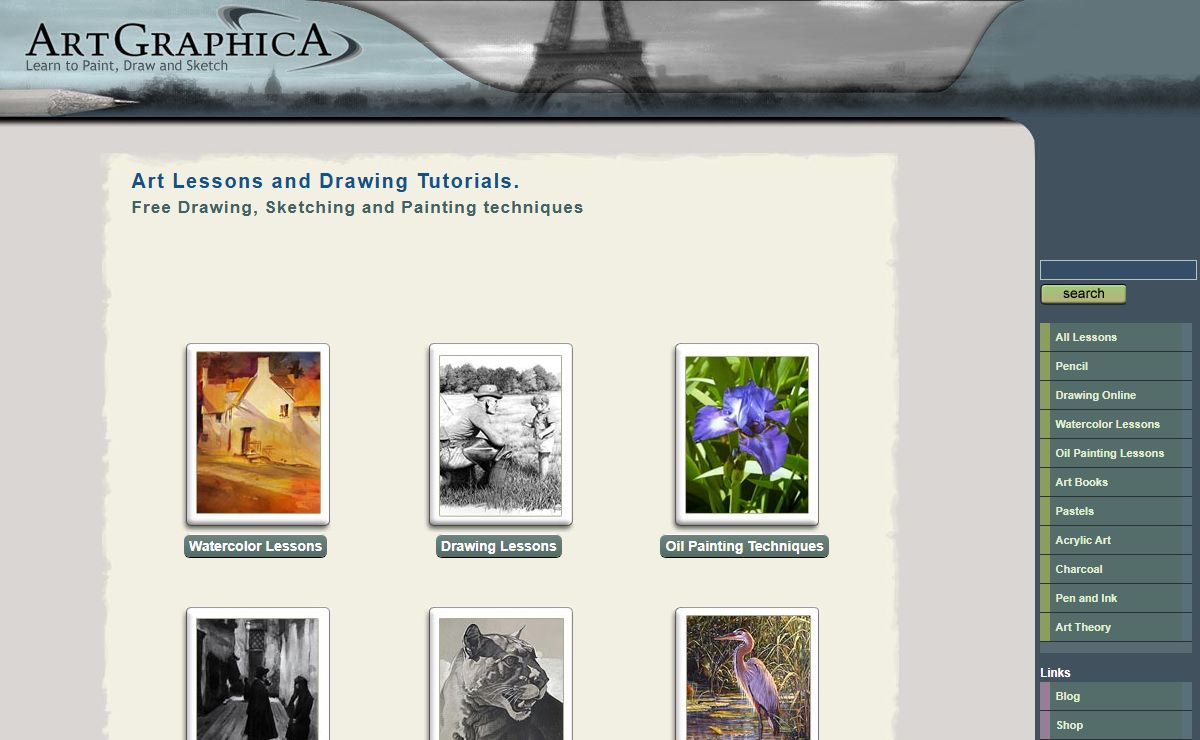 Art drawing lessons online - learn how to draw sketch paint