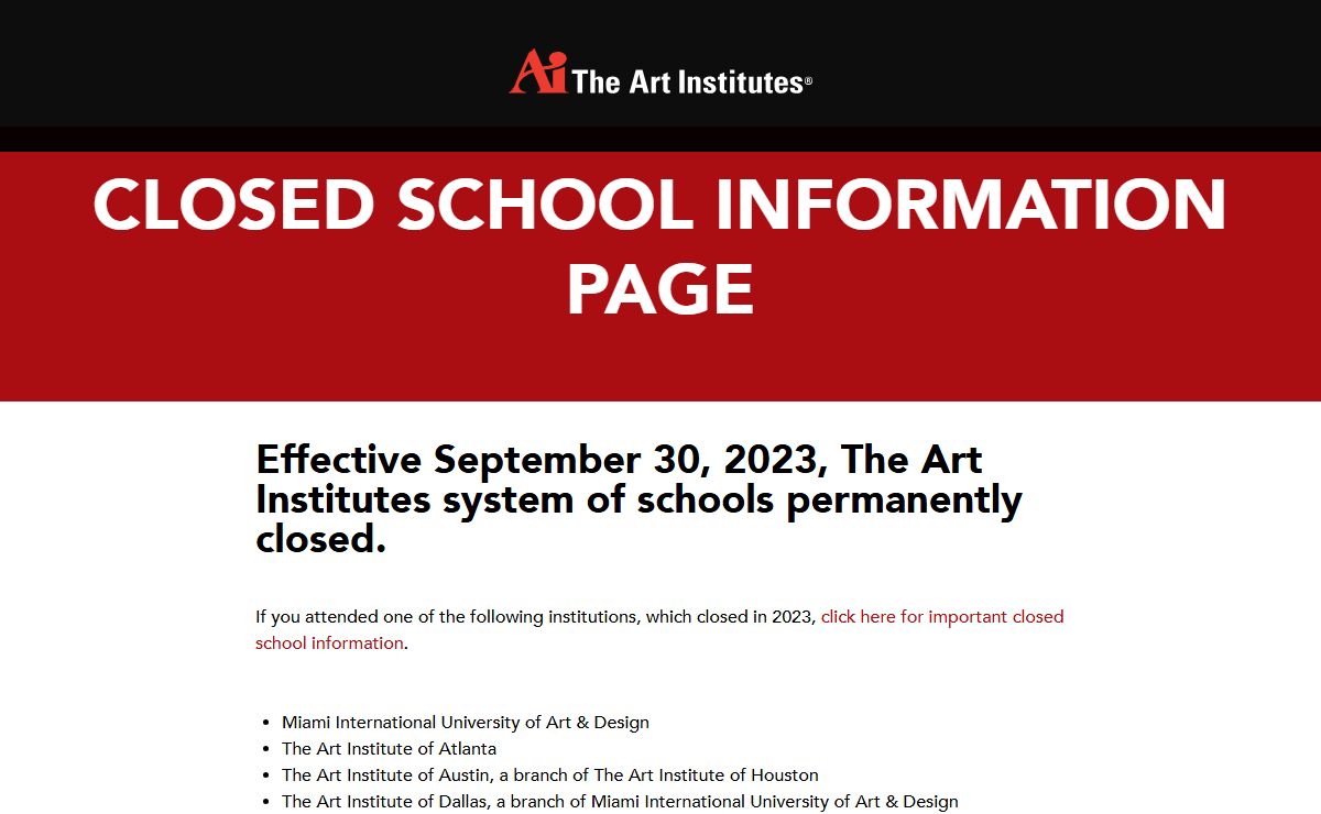 Closed School Information Page |