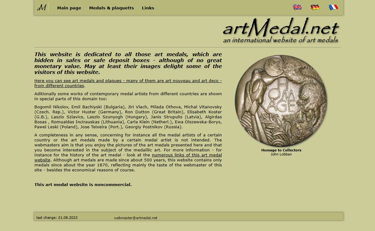 artMedal.net: an international website of art medals