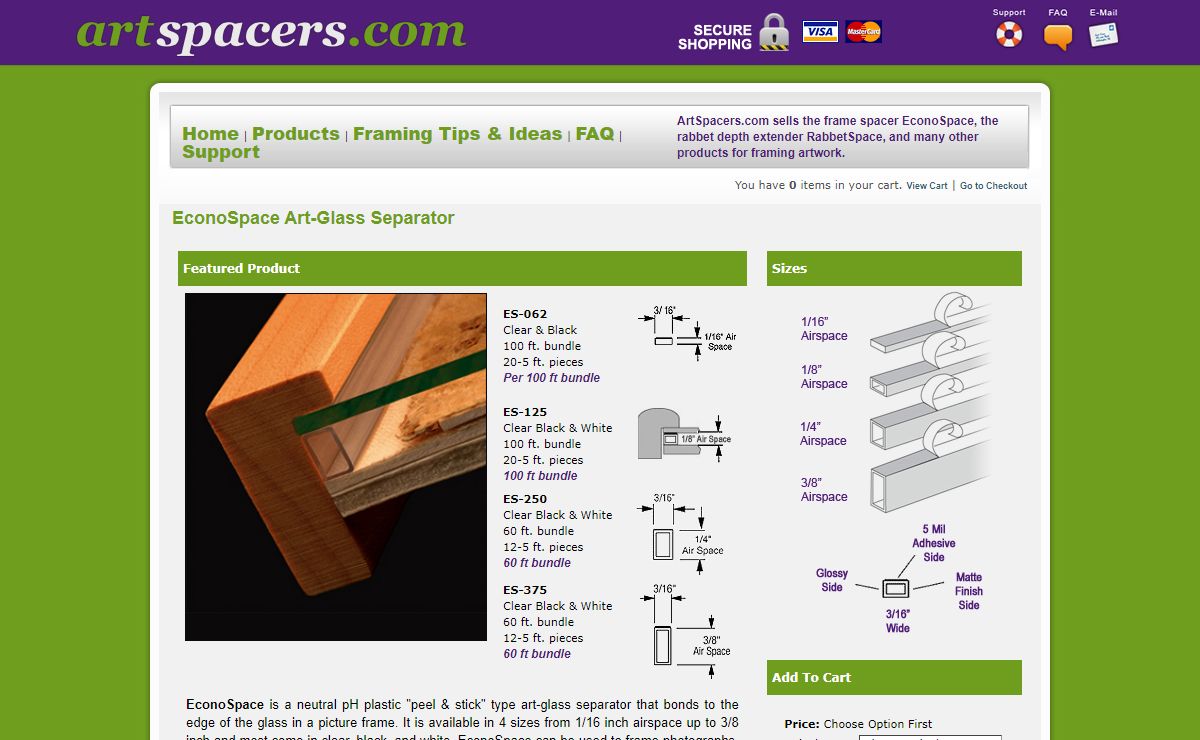 Art Frame Spacers, Picture Framing - ArtSpacers.com