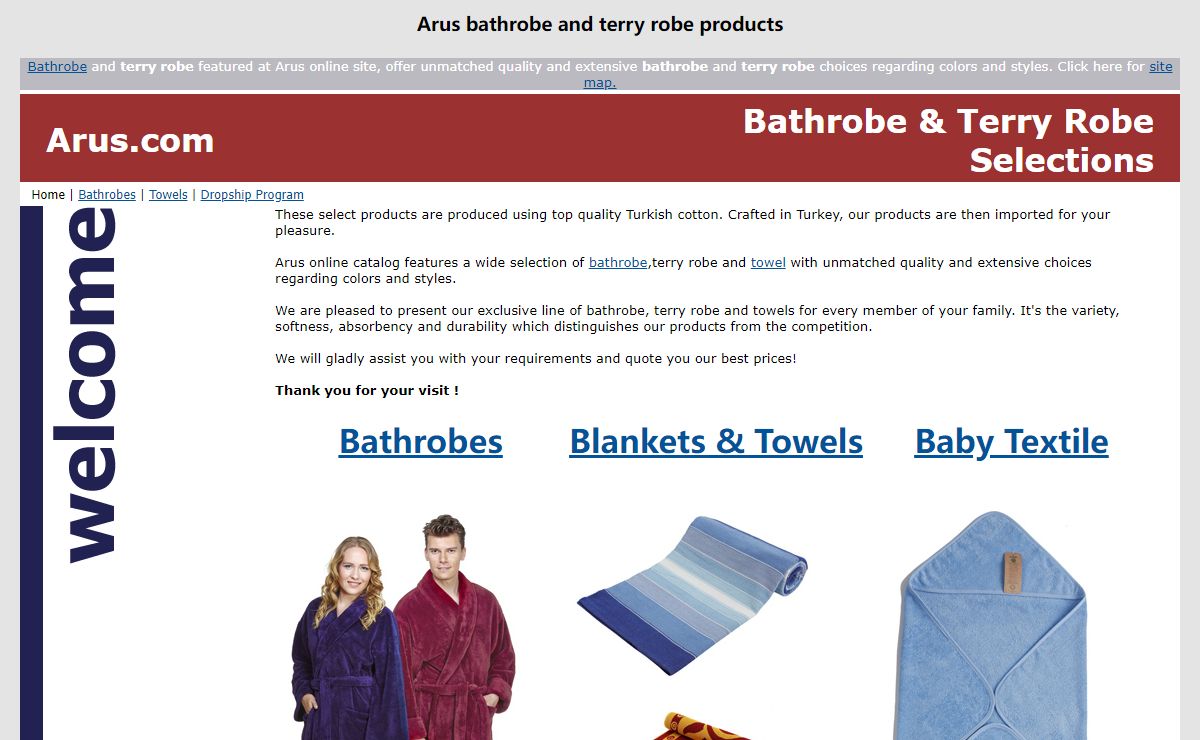 Arus bathrobe and towel products
