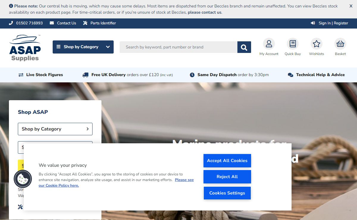 Marine Products, Boat Parts and Spares | ASAP Supplies
