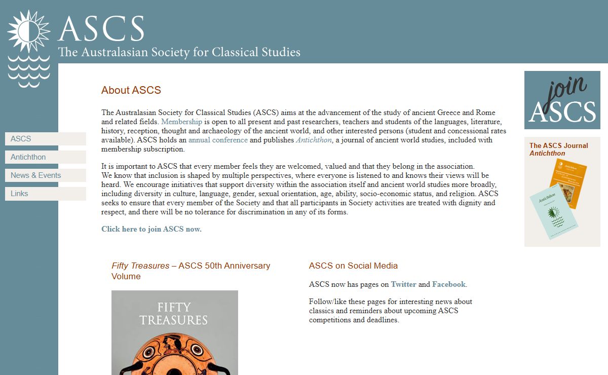 ASCS: The Australasian Society for Classical Studies