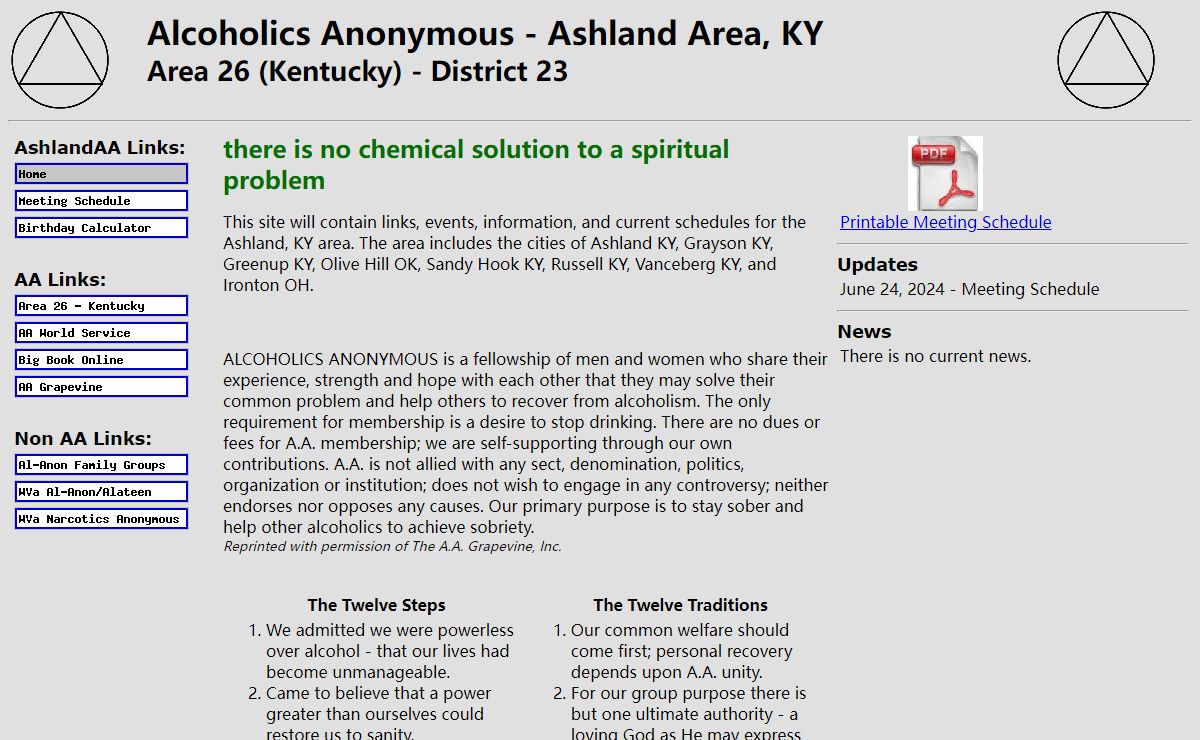 AshlandAA.org - Home Page