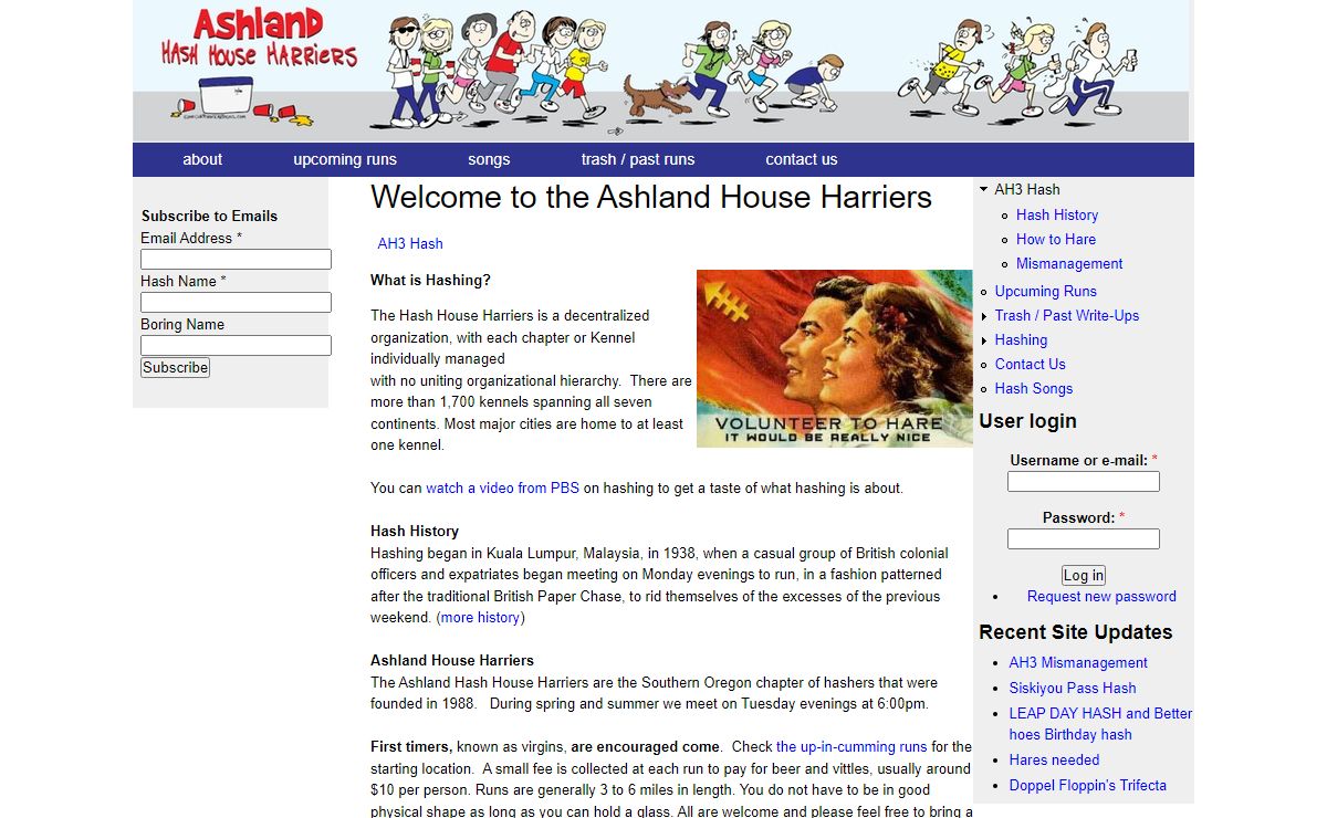 Welcome to the Ashland House Harriers | Ashland Hash