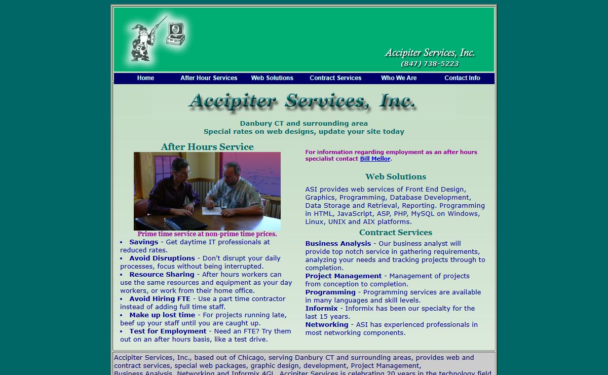 Accipiter Services, Inc. - ASI provides consulting, web, graphic design with special after hours rates