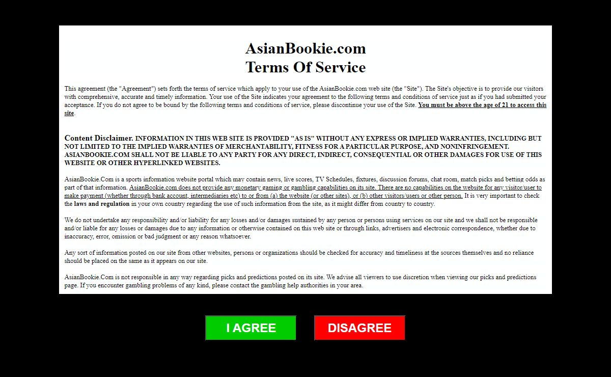 AsianBookie.com Terms of Service