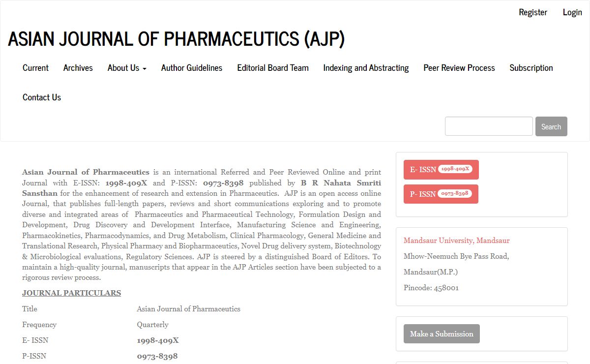 Asian Journal of Pharmaceutics (AJP)