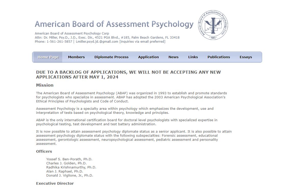 ABAP: American Board of Assessment Psychology • Home Page