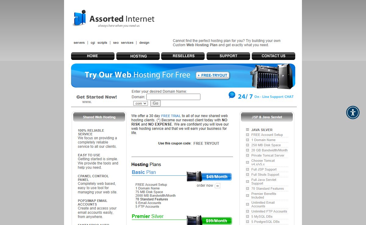 Web Hosting, Domain Names and CGI Scripts (AssortedInternet.com)