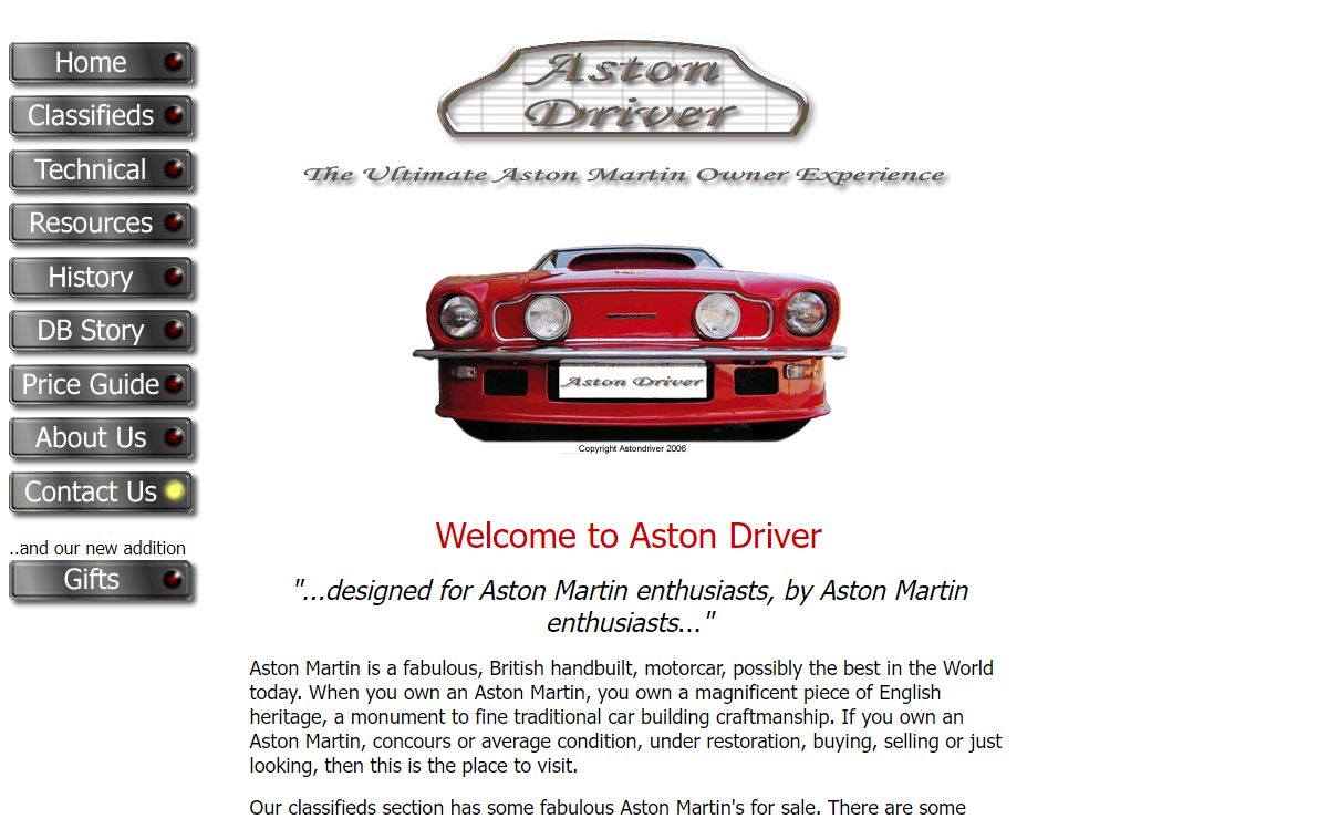 Aston Driver - Aston Martin specialist site. History, classifieds, technical information for all Aston Martins. Gifts and accessories for Astons. Values and news on all models. Buying and selling Aston martin's here