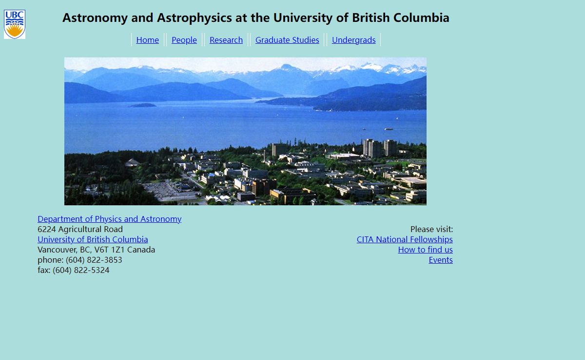 Astronomy and Astrophysics at the University of British Columbia