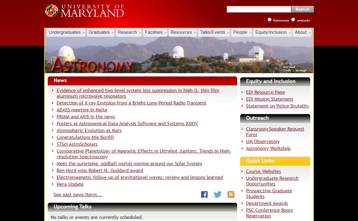 University of Maryland: Department of Astronomy
