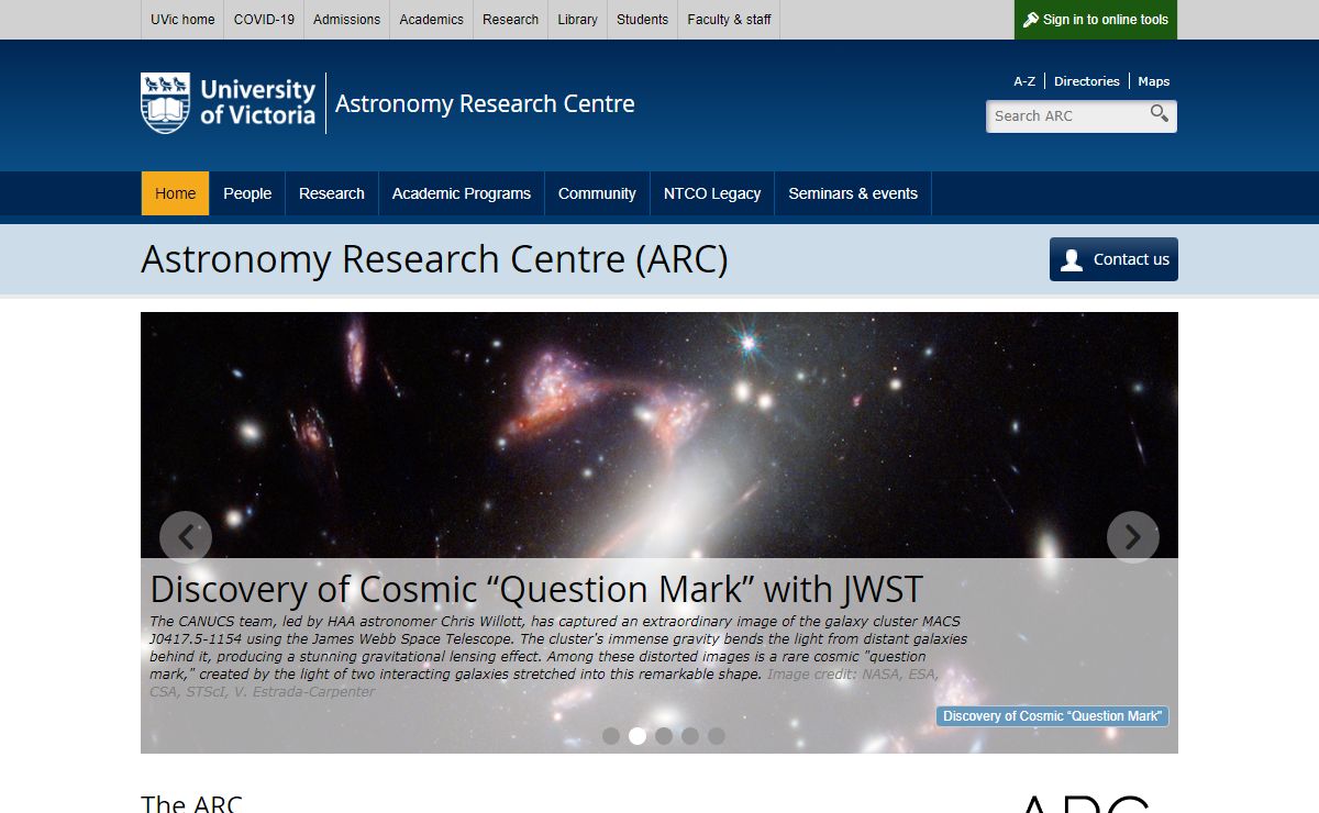 Astronomy Research Centre (ARC) at the University of Victoria - University of Victoria