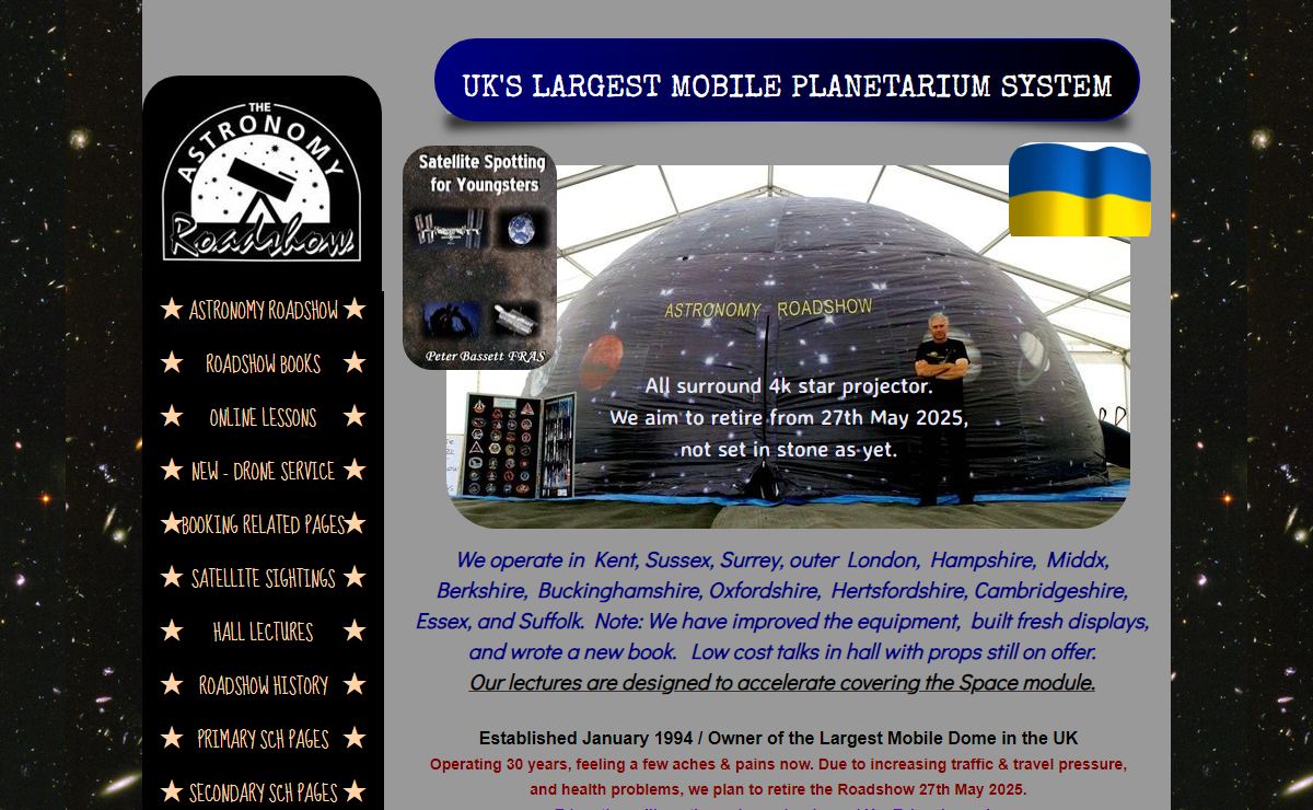 Astronomy Roadshow Planetarium, Largest mobile dome in the UK