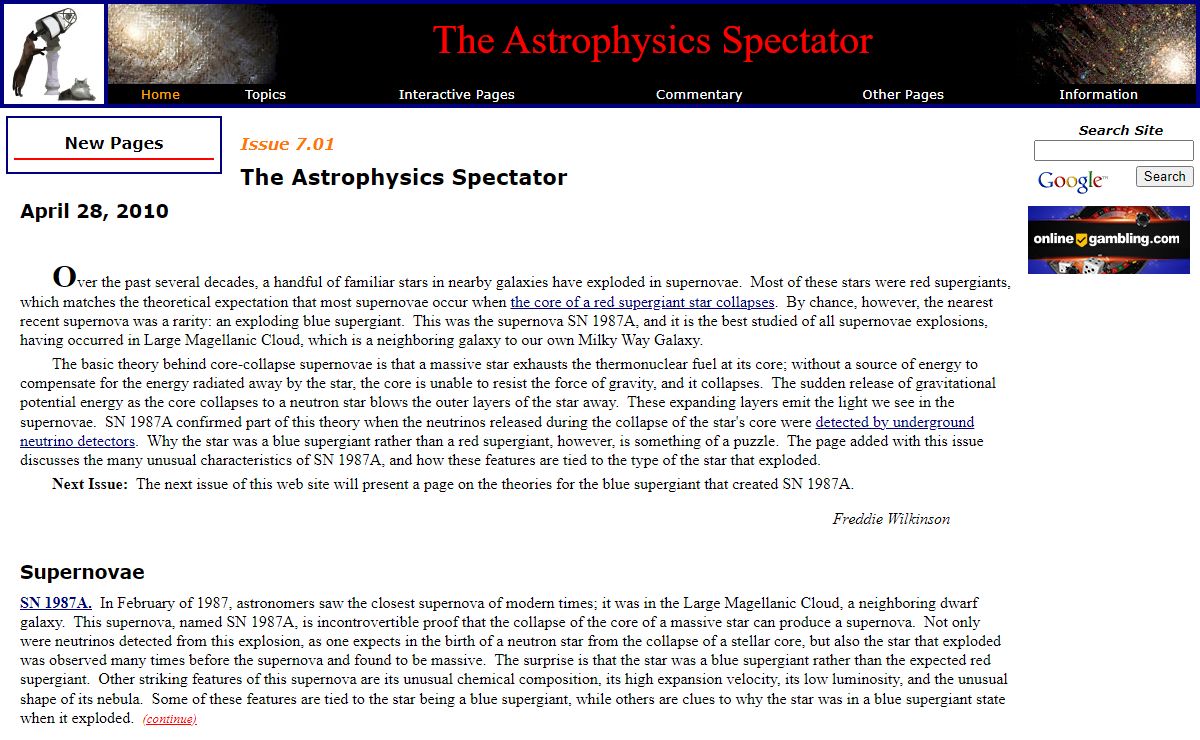 The Astrophysics Spectator: Home Page