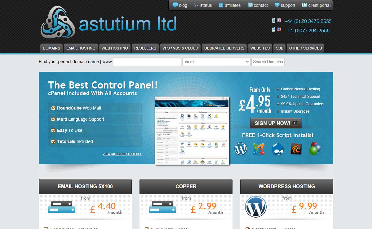 UK Web Hosting and Domains - Astutium provide fast, secure, reliable uk web hosting and domain registration services @ Astutium Ltd