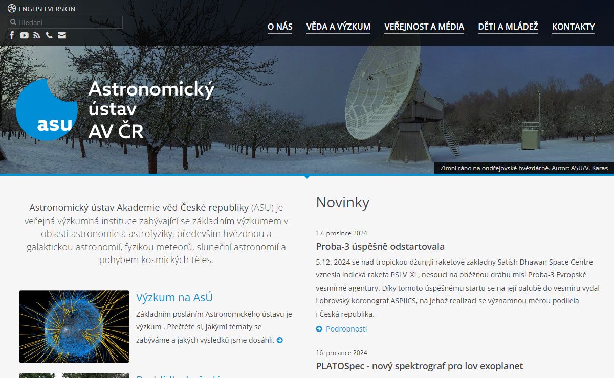 Astronomický ústav AV ČR - Úvodní stránka