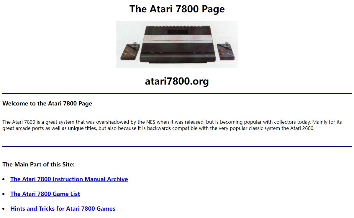 The Atari 7800 Page