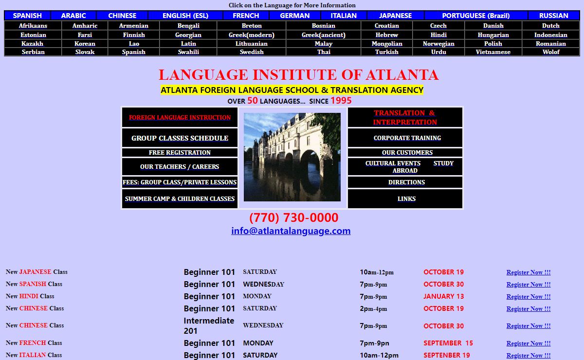 LANGUAGE INSTITUTE OF ATLANTA, INC.: Foreign language classes & Translation