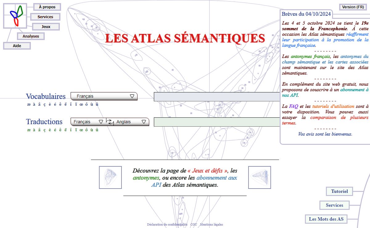 Les Atlas sémantiques, dictionnaire de synonymes et traduction