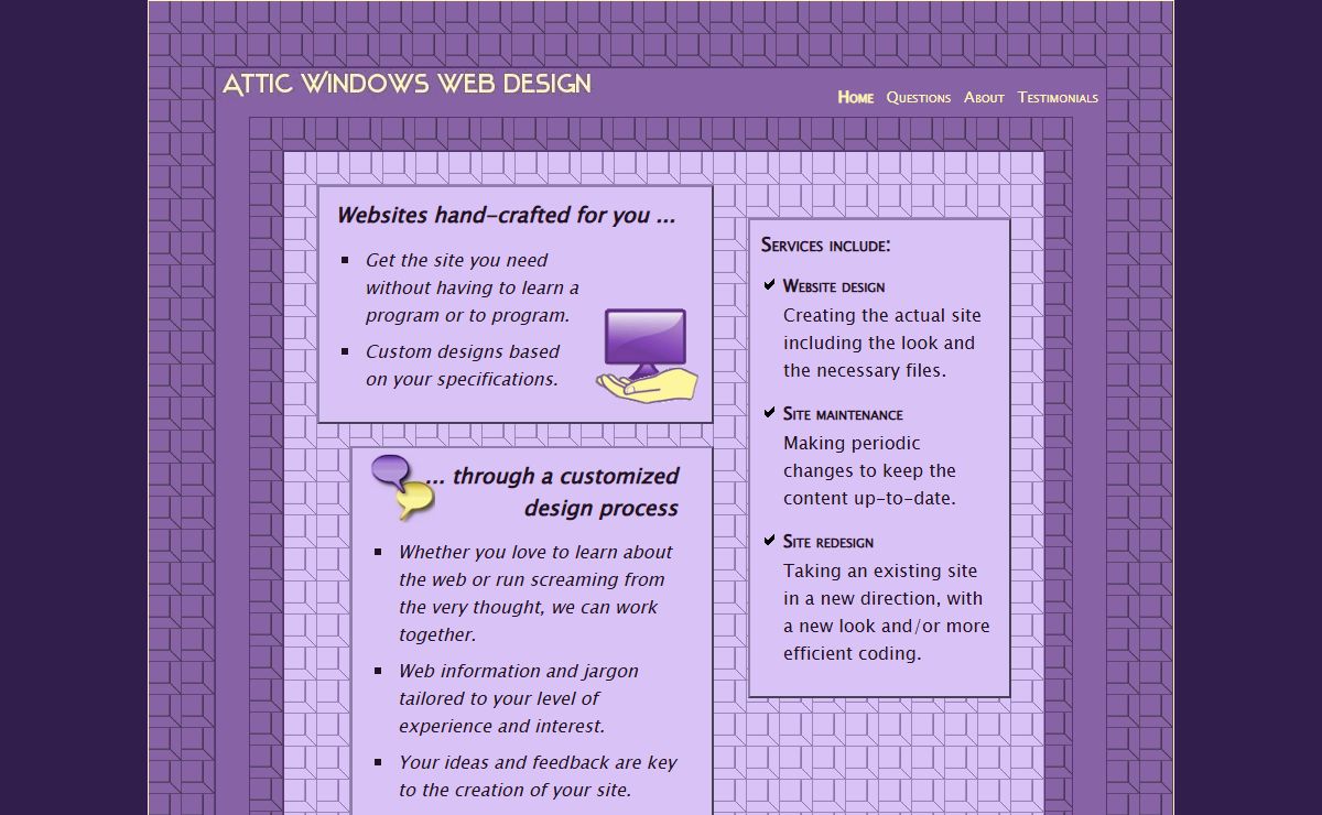 Attic Windows Web Design: Hand-crafted websites