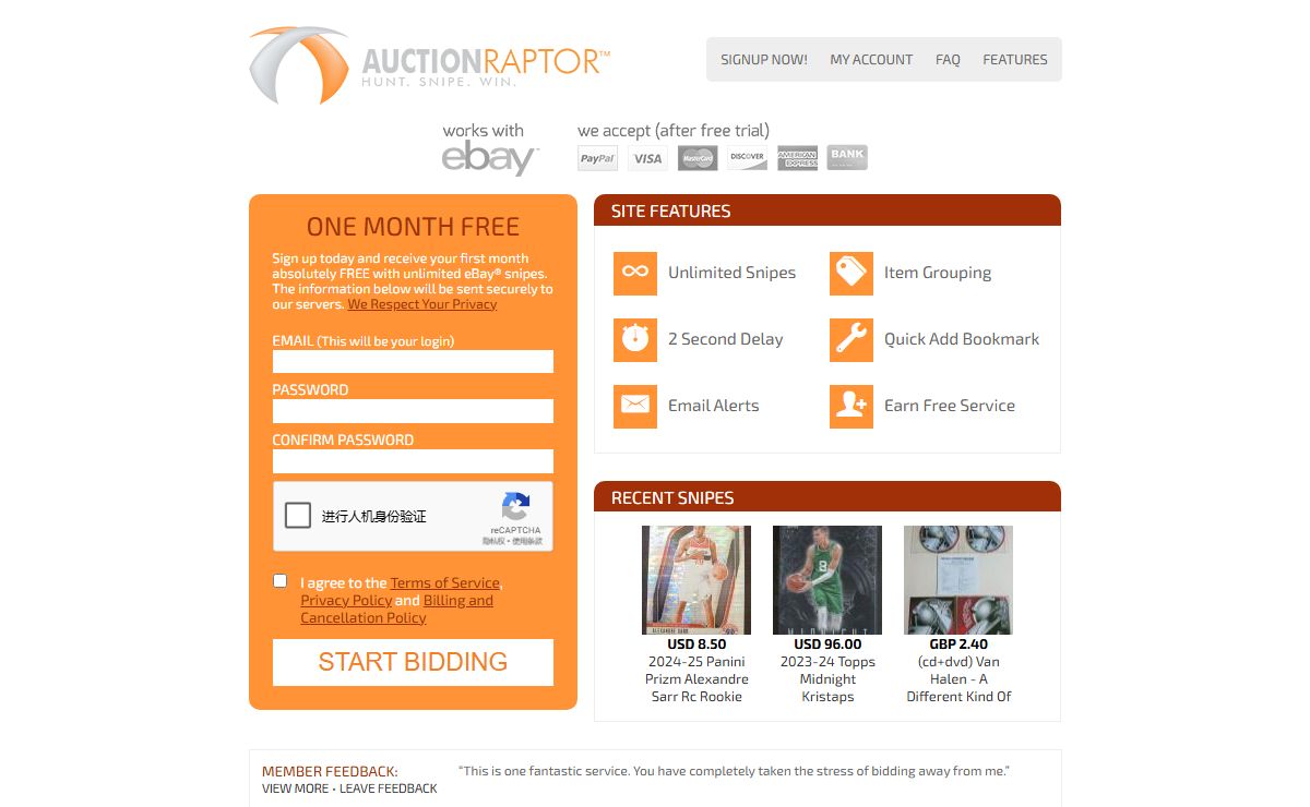eBay Sniper :: Auction Raptor