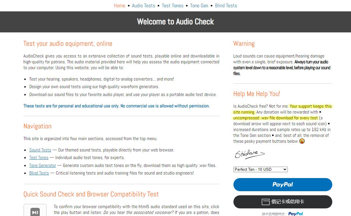 Free Online Audio Tests, Test Tones and Tone Generators