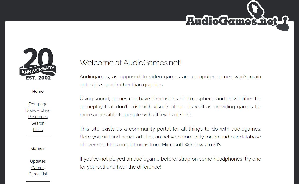 AudioGames, your resource for audiogames, games for the blind, games for the visually impaired!