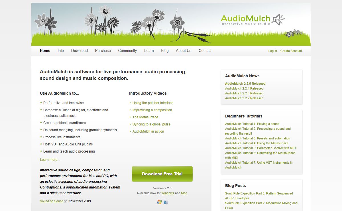 AudioMulch is software for live performance, audio processing, sound design and music composition.