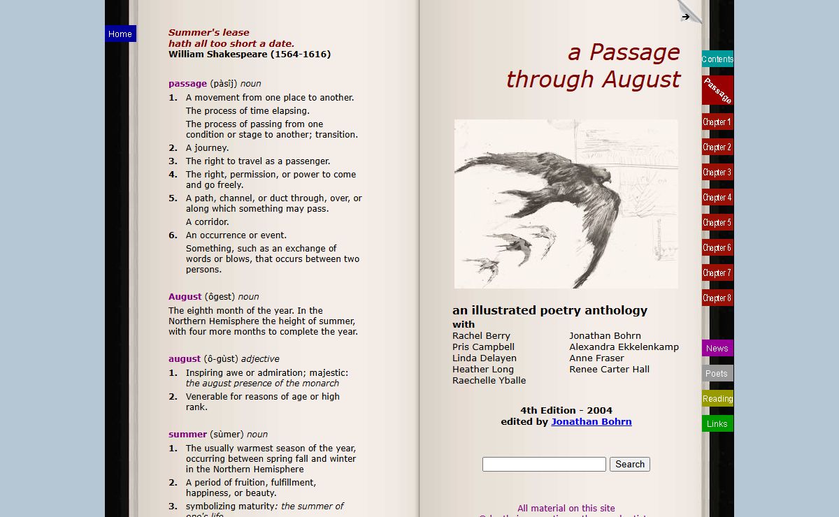 a Passage through August - an illustrated poetry anthology.
